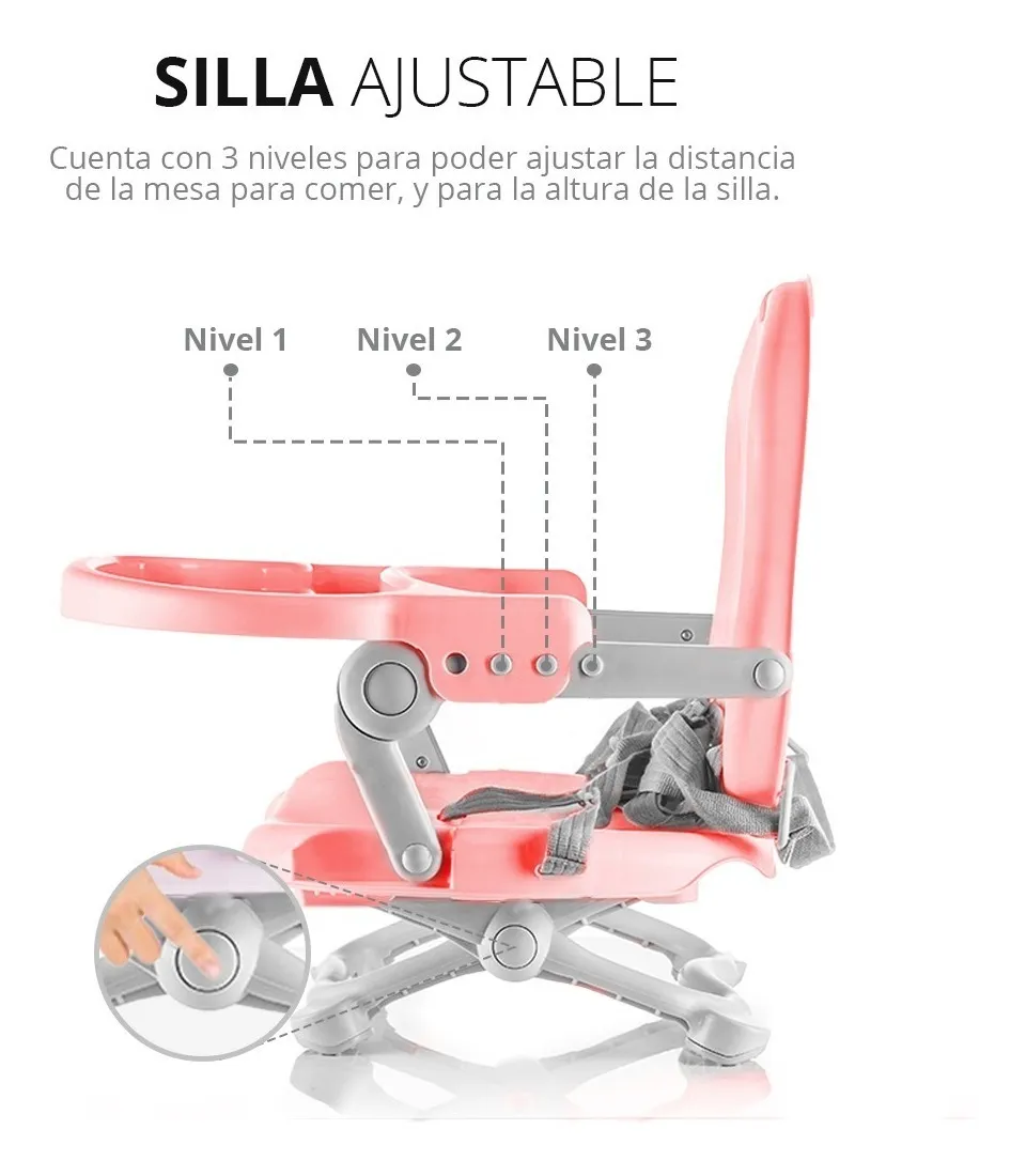 SILLA MODULAR PERIQUERA BEBE PORTATIL PLEGABLE ASIENTO CON CHAROLA PELDAÑOS GAON BOOSTER
