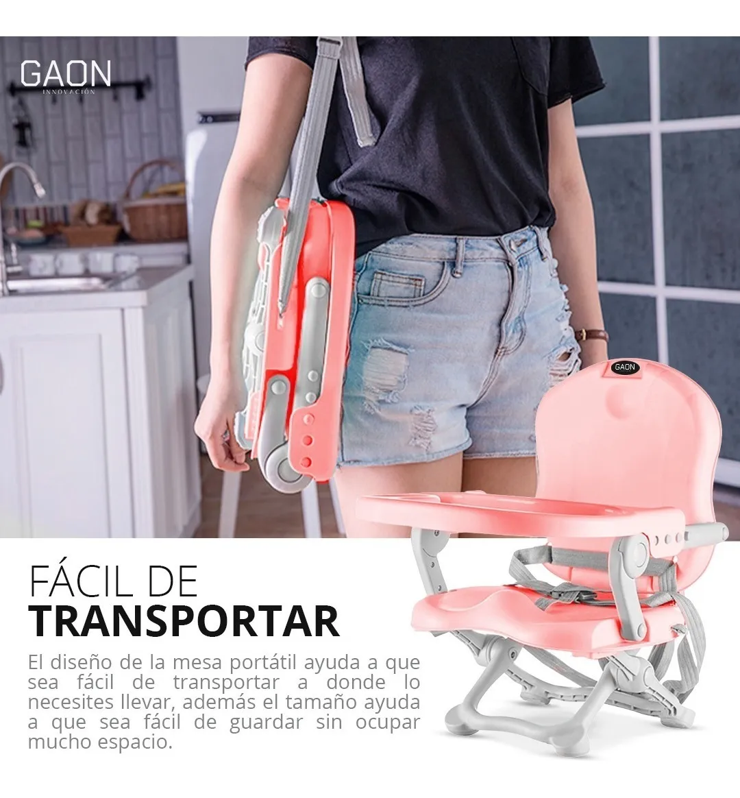 SILLA MODULAR PERIQUERA BEBE PORTATIL PLEGABLE ASIENTO CON CHAROLA PELDAÑOS GAON BOOSTER