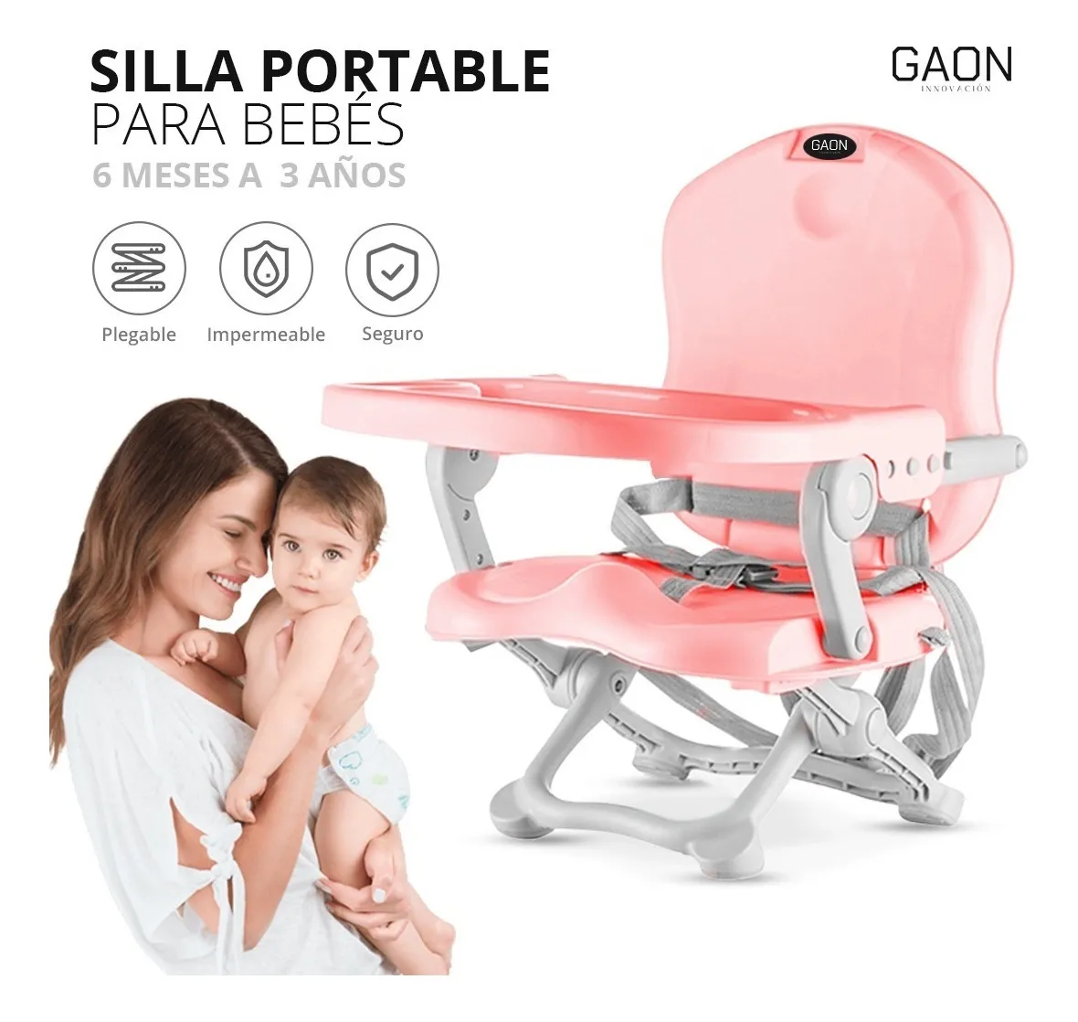 SILLA MODULAR PERIQUERA BEBE PORTATIL PLEGABLE ASIENTO CON CHAROLA PELDAÑOS GAON BOOSTER