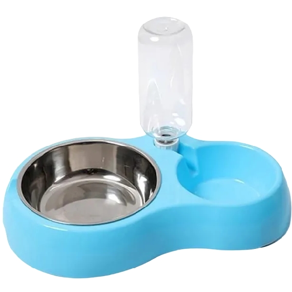 Plato Y Bebedero Para Gatos Y Perros 2 en 1 Azul