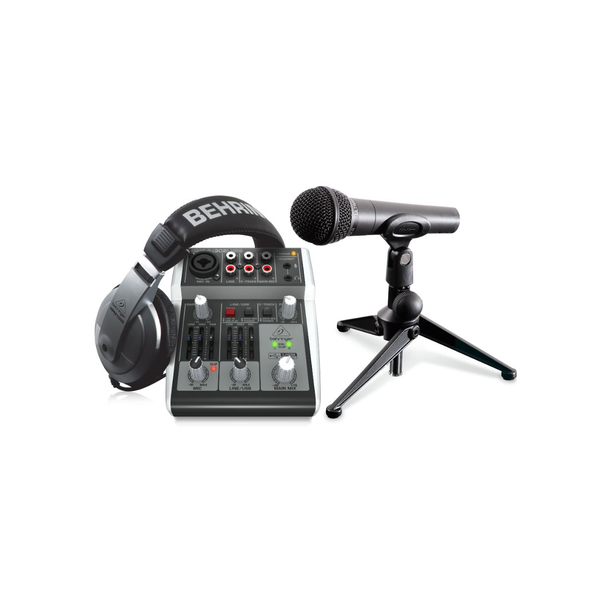 Sistema Podcasting BEHRINGER PODCASTUDIO 2 USB mezclador USB,  auriculares y micrófono