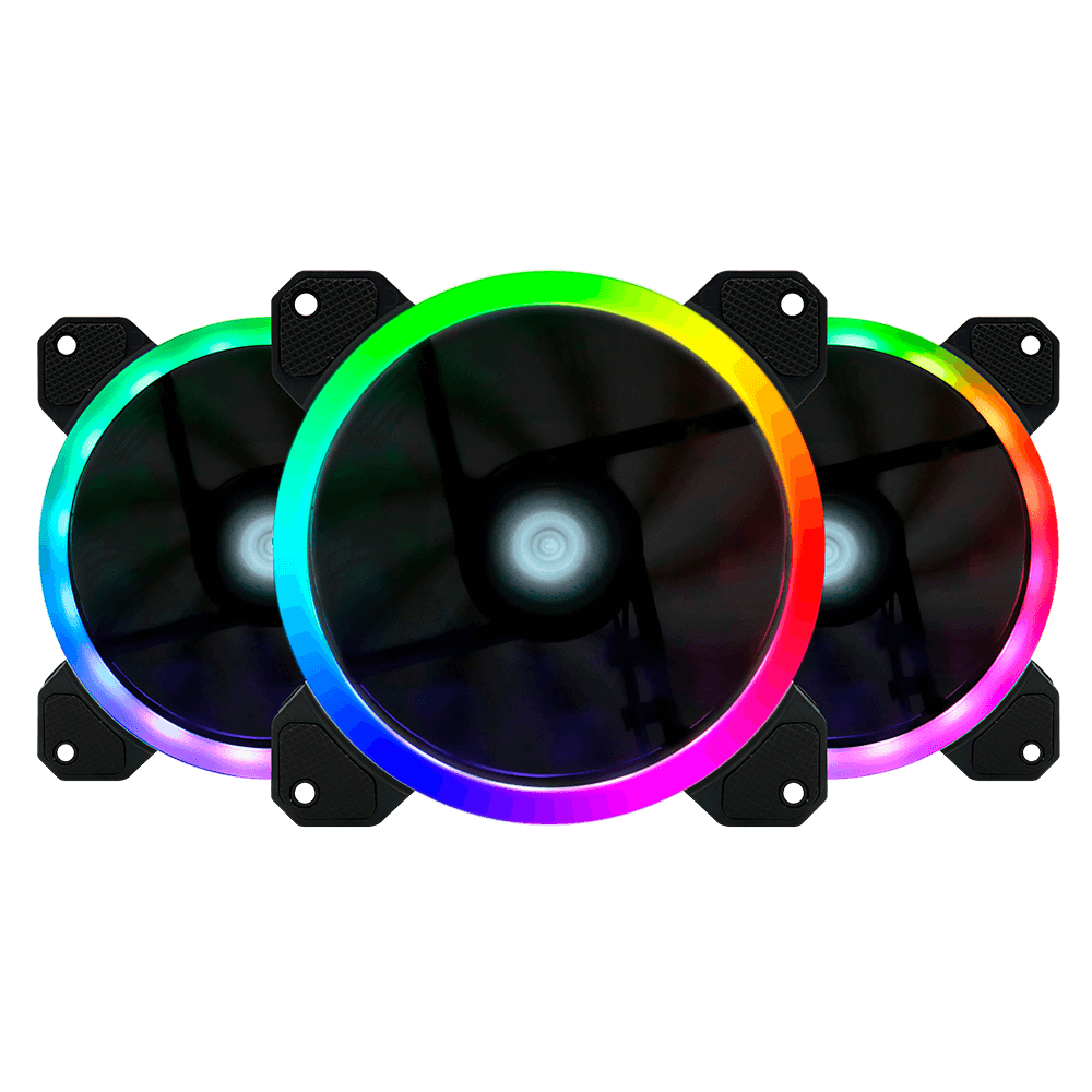KIT VENTILADOR PARA GABINETE GAME FACTOR 120MM RGB 3X 120 50CFM NEGRO