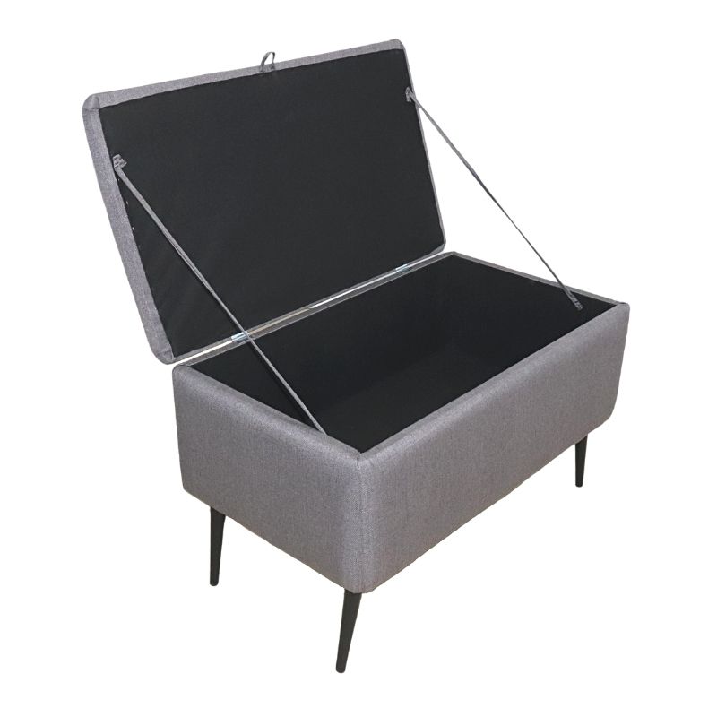 Otomano Individual Liverpool Pie de Cama con Baúl tapizado en Lino Gris Reposapiés para Sala NORVAL Muebles