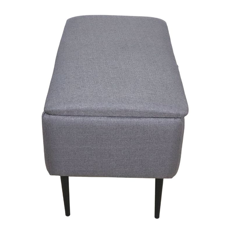 Otomano Individual Liverpool Pie de Cama con Baúl tapizado en Lino Gris Reposapiés para Sala NORVAL Muebles