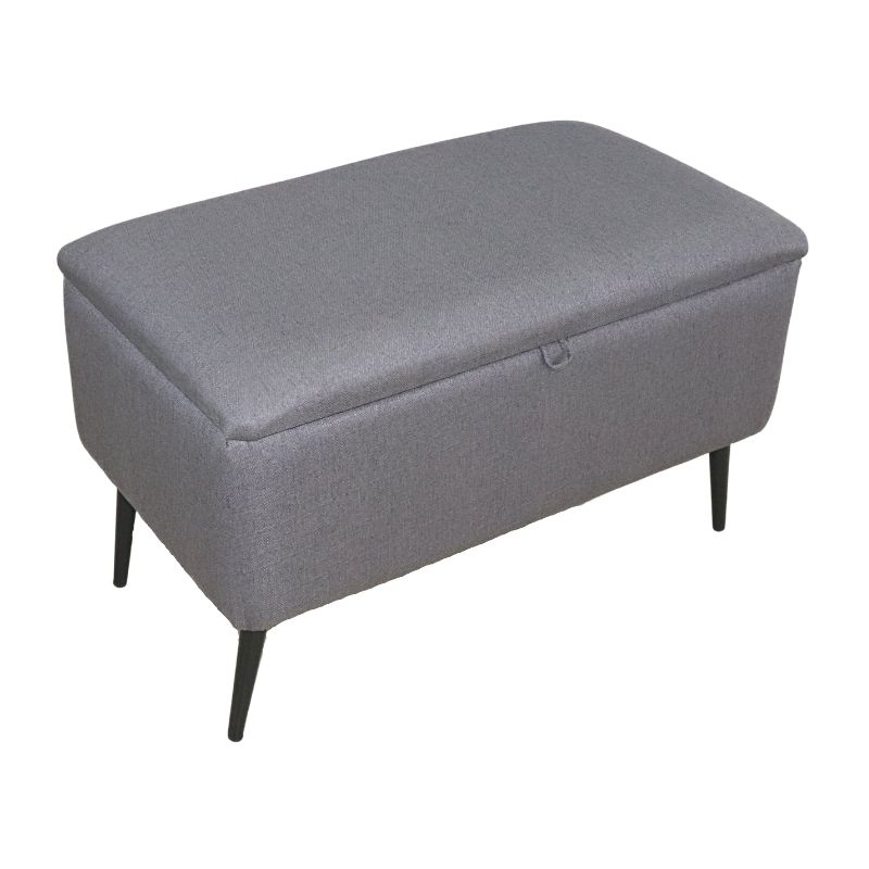 Otomano Individual Liverpool Pie de Cama con Baúl tapizado en Lino Gris Reposapiés para Sala NORVAL Muebles