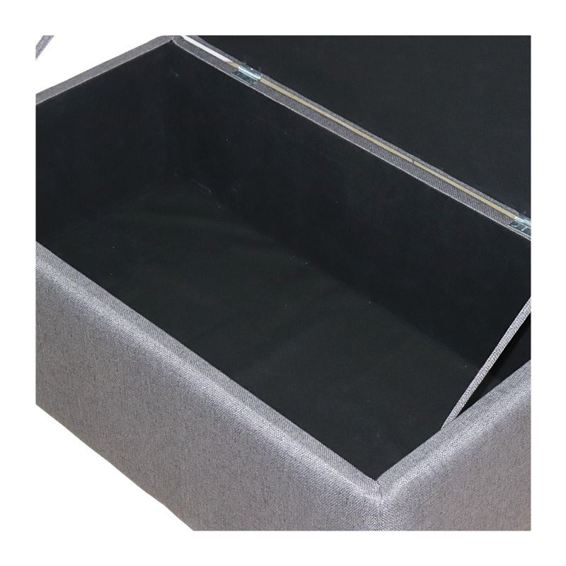 Otomano Individual Liverpool Pie de Cama con Baúl tapizado en Lino Gris Reposapiés para Sala NORVAL Muebles