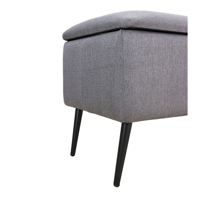 Otomano Individual Liverpool Pie de Cama con Baúl tapizado en Lino Gris Reposapiés para Sala NORVAL Muebles