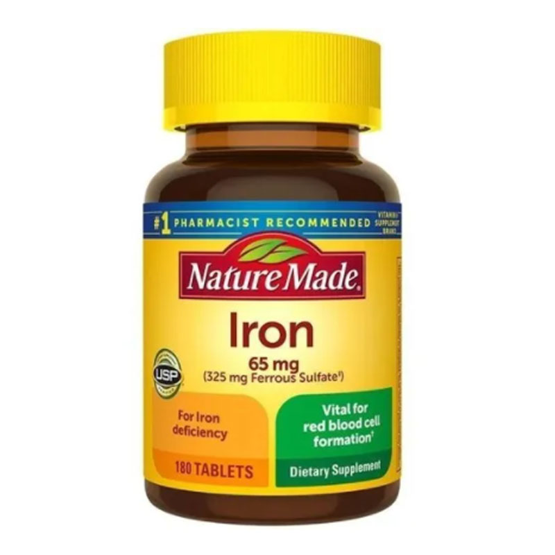 Hierro Iron 65 Mg 180 Tabletas Forma Globulos Rojos Natural!