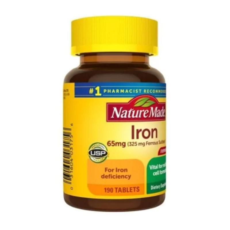 Hierro Iron 65 Mg 180 Tabletas Forma Globulos Rojos Natural!