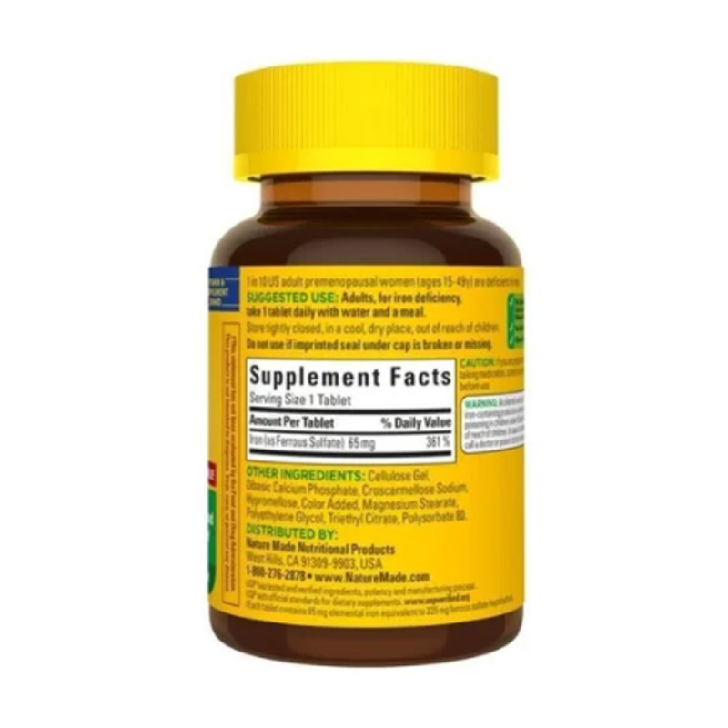 Hierro Iron 65 Mg 180 Tabletas Forma Globulos Rojos Natural!