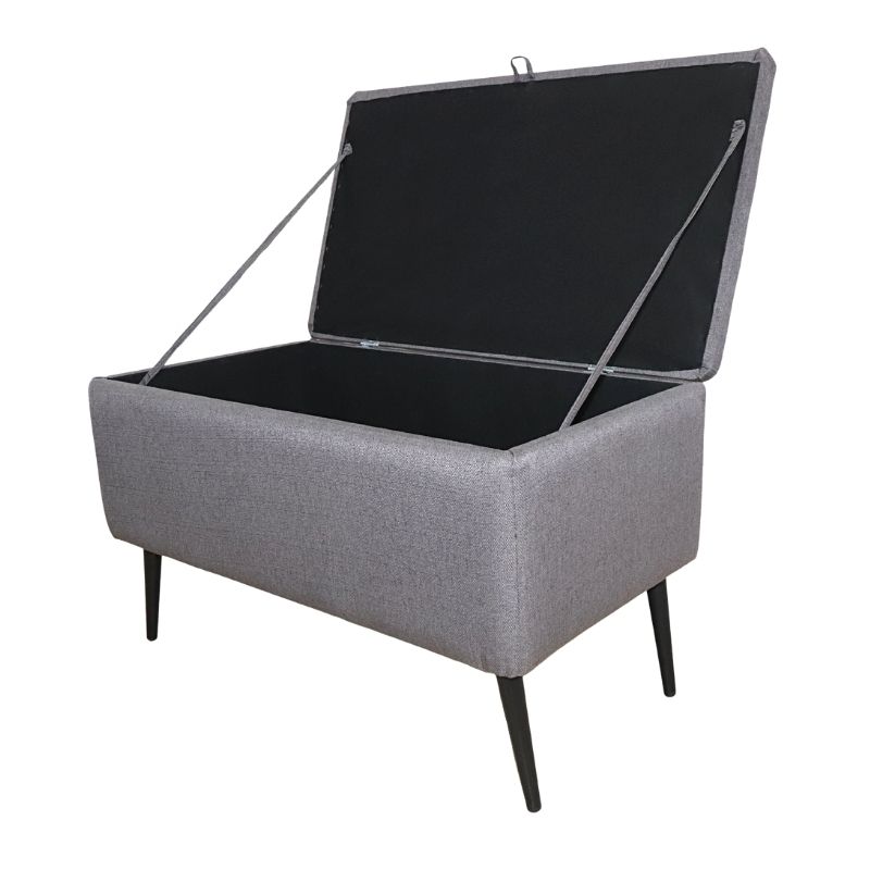 Otomano Individual Liverpool Pie de Cama con Baúl tapizado en Lino Gris Reposapiés para Sala NORVAL Muebles