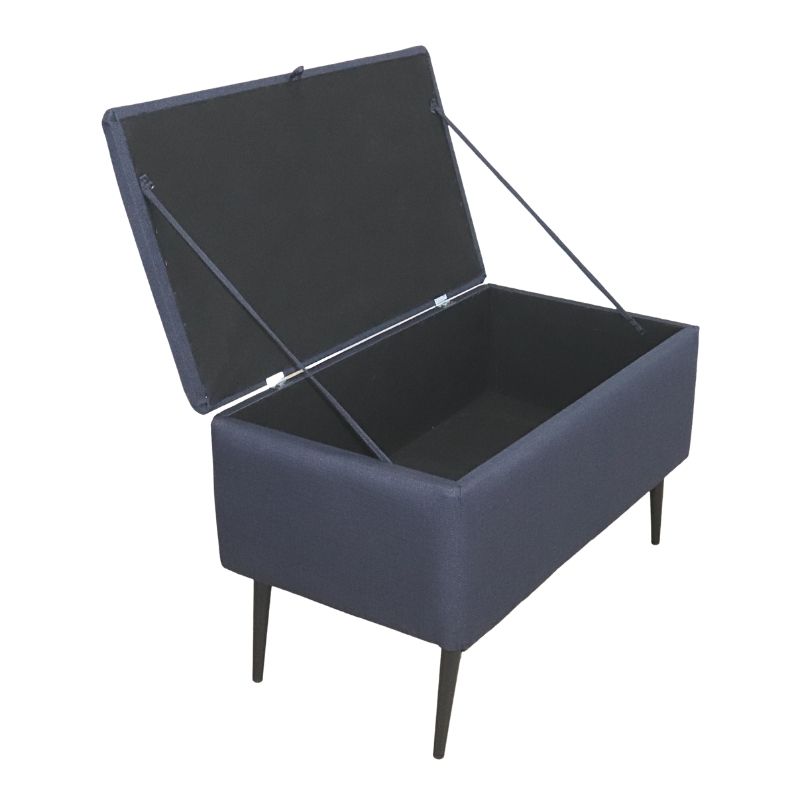 Puff Moderno Individual Baúl Liverpool tapizado en Lino Azul Reposapiés para Sala o Recámara NORVAL Muebles