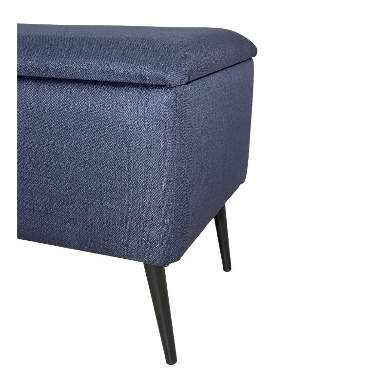 Puff Moderno Individual Baúl Liverpool tapizado en Lino Azul Reposapiés para Sala o Recámara NORVAL Muebles