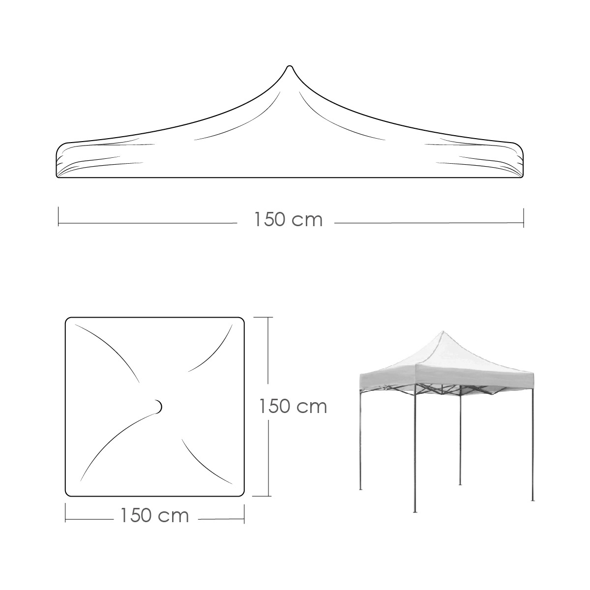 Repuesto de lona 1.5x1.5 m calibre 600D 100% impermeable (blanco)