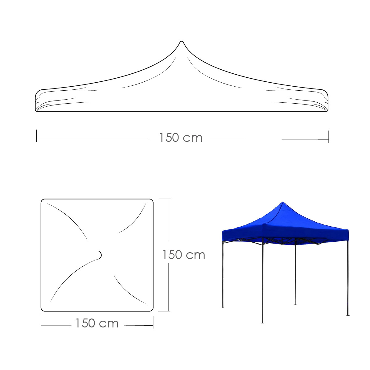 REPUESTO DE LONA 1.5X1.5 M CALIBRE 600D 100% IMPERMEABLE (AZUL)