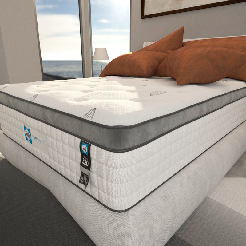 Colchón y Box Matrimonial Sealy Lugo Pontevedra Con Mega Colchoneta Memory Foam Descanso Premium