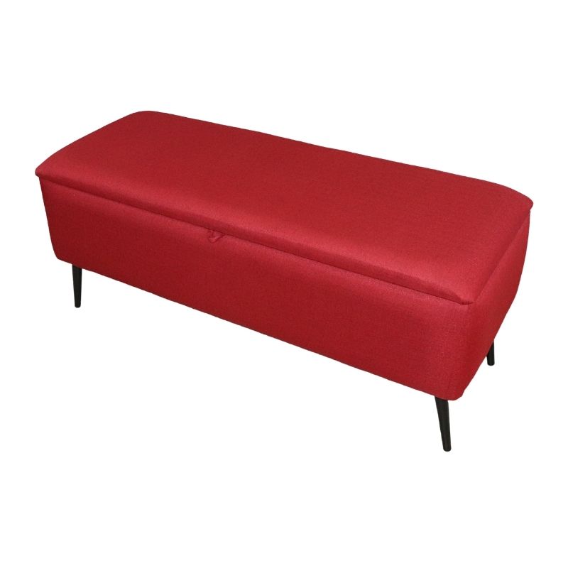 Taburete para Recámara Matrimonial NORVAL Muebles Otomán Liverpool tapizado en Lino Rojo con Baúl Moderno Puff para Zapatos o Juguetes