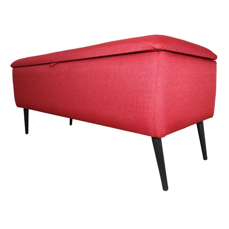 Taburete para Recámara Matrimonial NORVAL Muebles Otomán Liverpool tapizado en Lino Rojo con Baúl Moderno Puff para Zapatos o Juguetes
