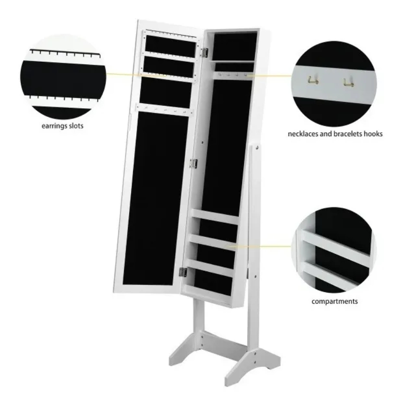 Organizador Espejo De Cuerpo Completo Yata Home H0250 MDF Godric Blanco END4