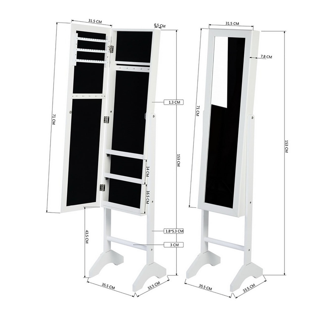 Organizador Espejo De Cuerpo Completo Yata Home H0250 MDF Godric Blanco END4
