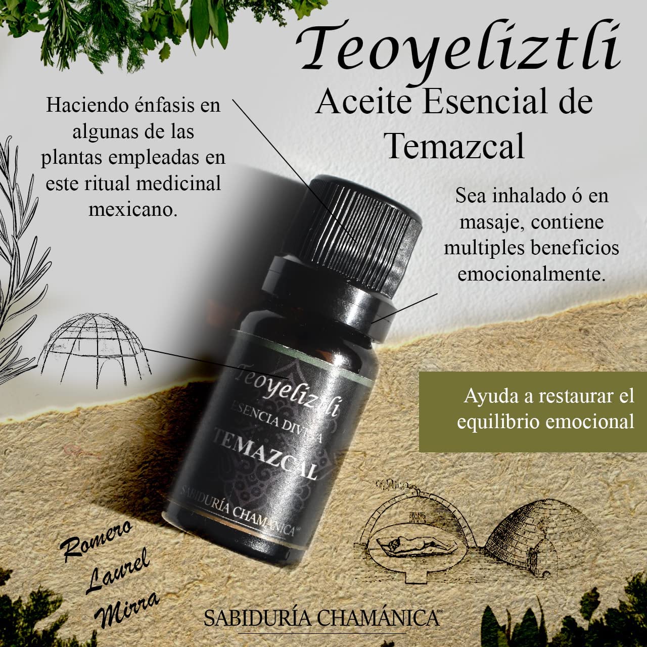 Aceite Esencial Temazcal Aromaterapia, difusor, hierbas, baños, splash, relajación, incienso, masajes, hidratación, meditación, yoga, bienestar, calma, paz, estres, relajante, aroma, frutal, herbal, bosque, naturaleza, esencia
