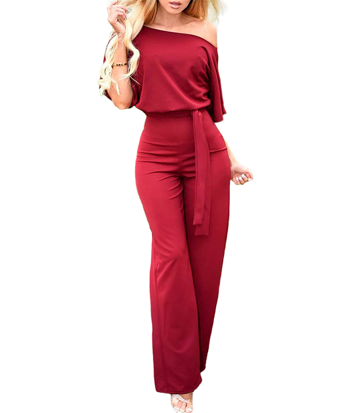 Palazzo asimetrico casual con cinturon