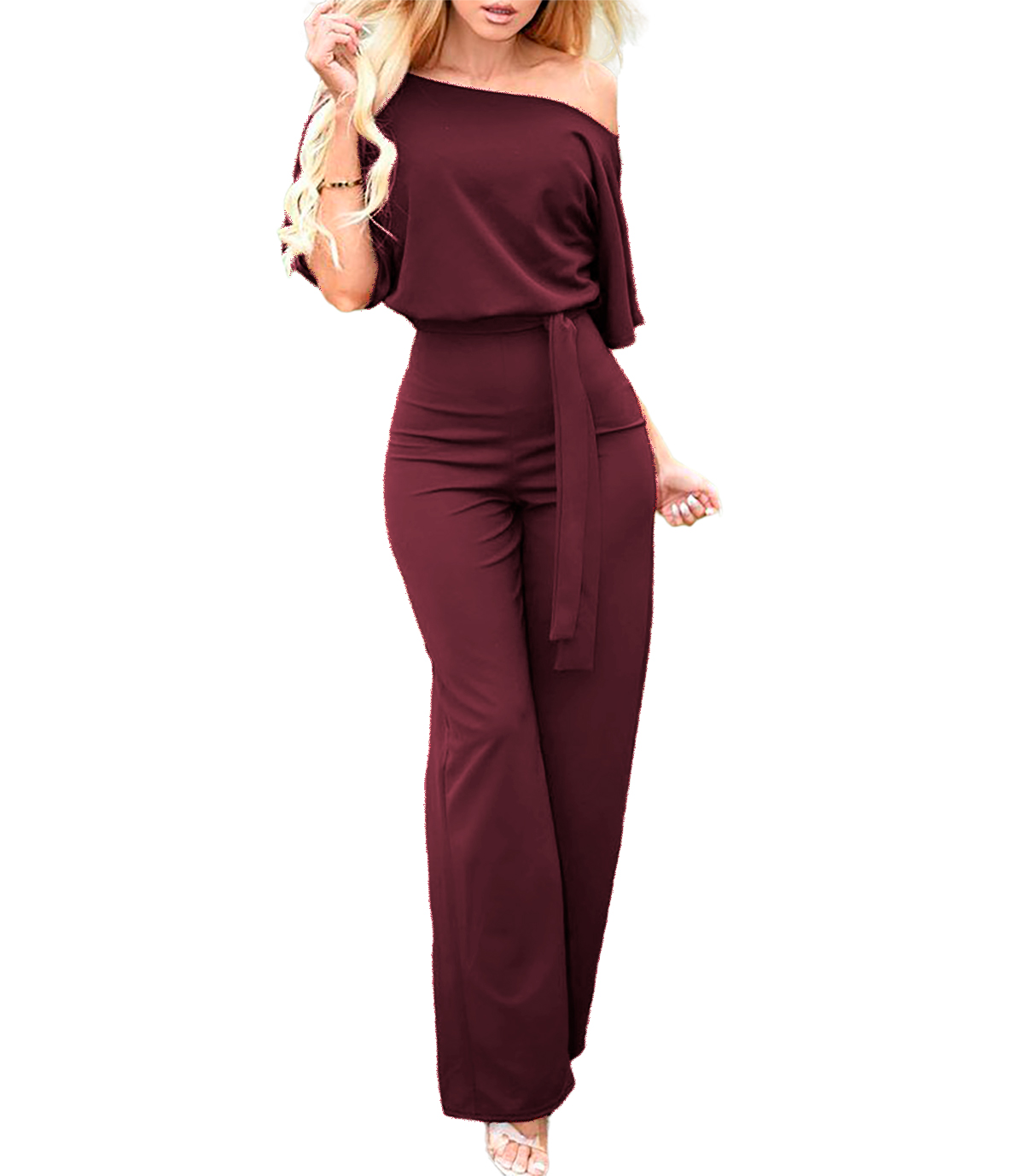 Palazzo asimetrico casual con cinturon