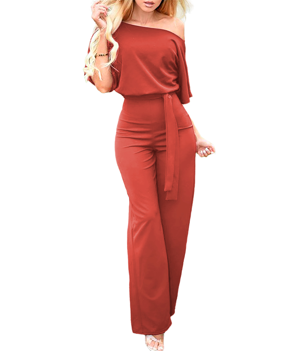 Palazzo asimetrico casual con cinturon