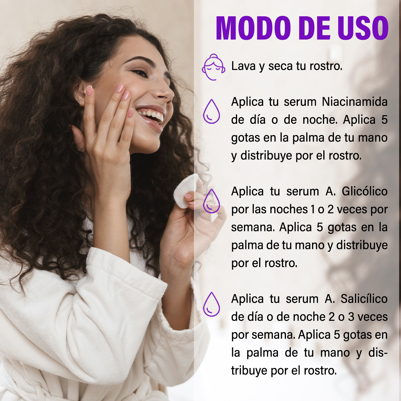 Kit Skin care: Serum Ácido Glicolico + Serum Acido Salicilico + Serum Niacinamida y Ácido hialurónico, Kit Cuidado Facial Antiacne, Exfoliante facial, Control Piel Grasa y Puntos Negros