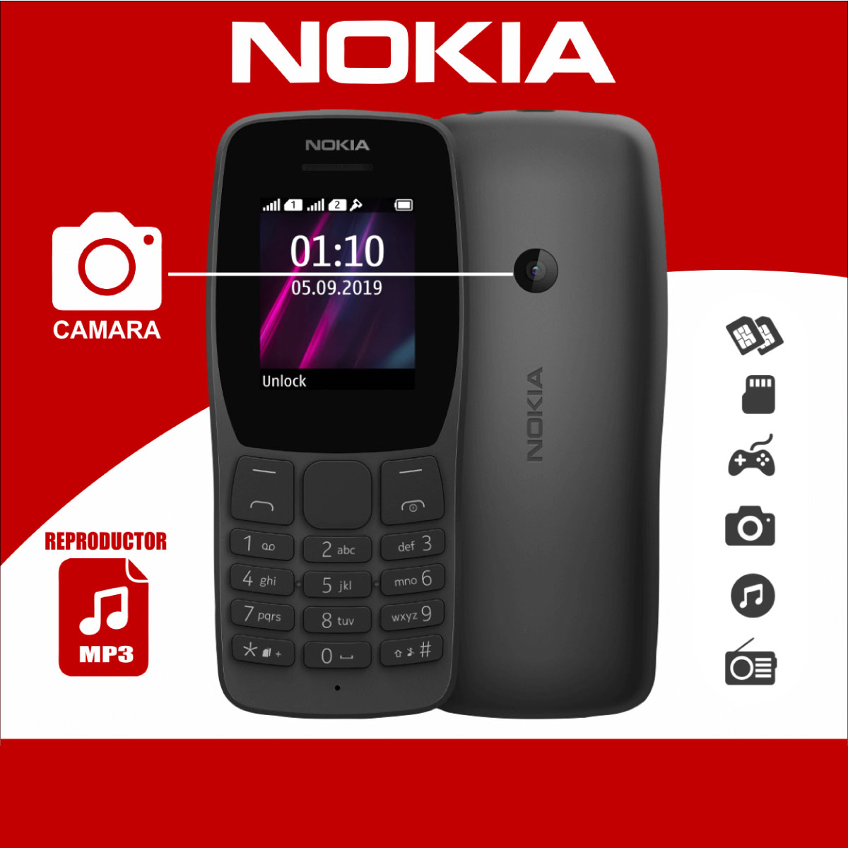 Telefono Celular Basico Nokia 110 Dual SIM