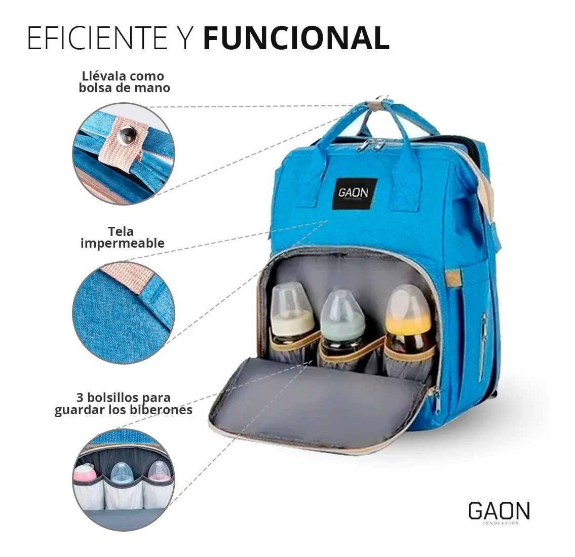 Pañalera tipo Mochila Moderna Multiusos Multifuncional Convertible Termica Con Cambiador