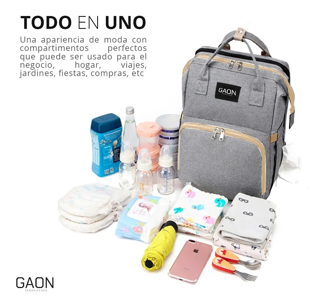 Pañalera tipo Mochila Moderna Multiusos Multifuncional Convertible Termica Con Cambiador