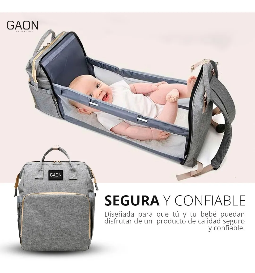 Pañalera tipo Mochila Moderna Multiusos Multifuncional Convertible Termica Con Cambiador