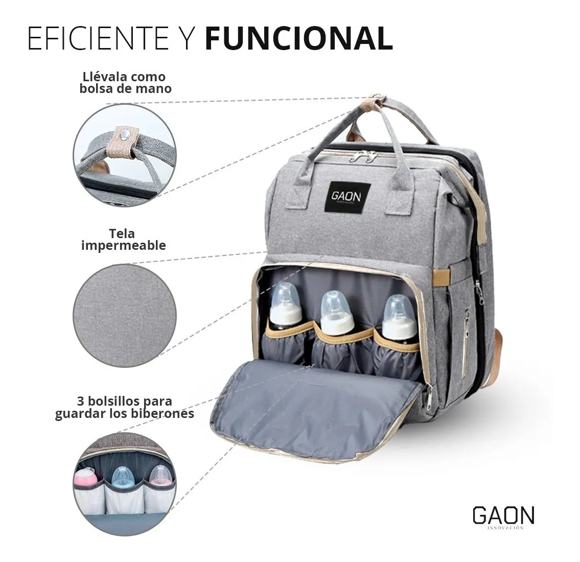 Pañalera tipo Mochila Moderna Multiusos Multifuncional Convertible Termica Con Cambiador