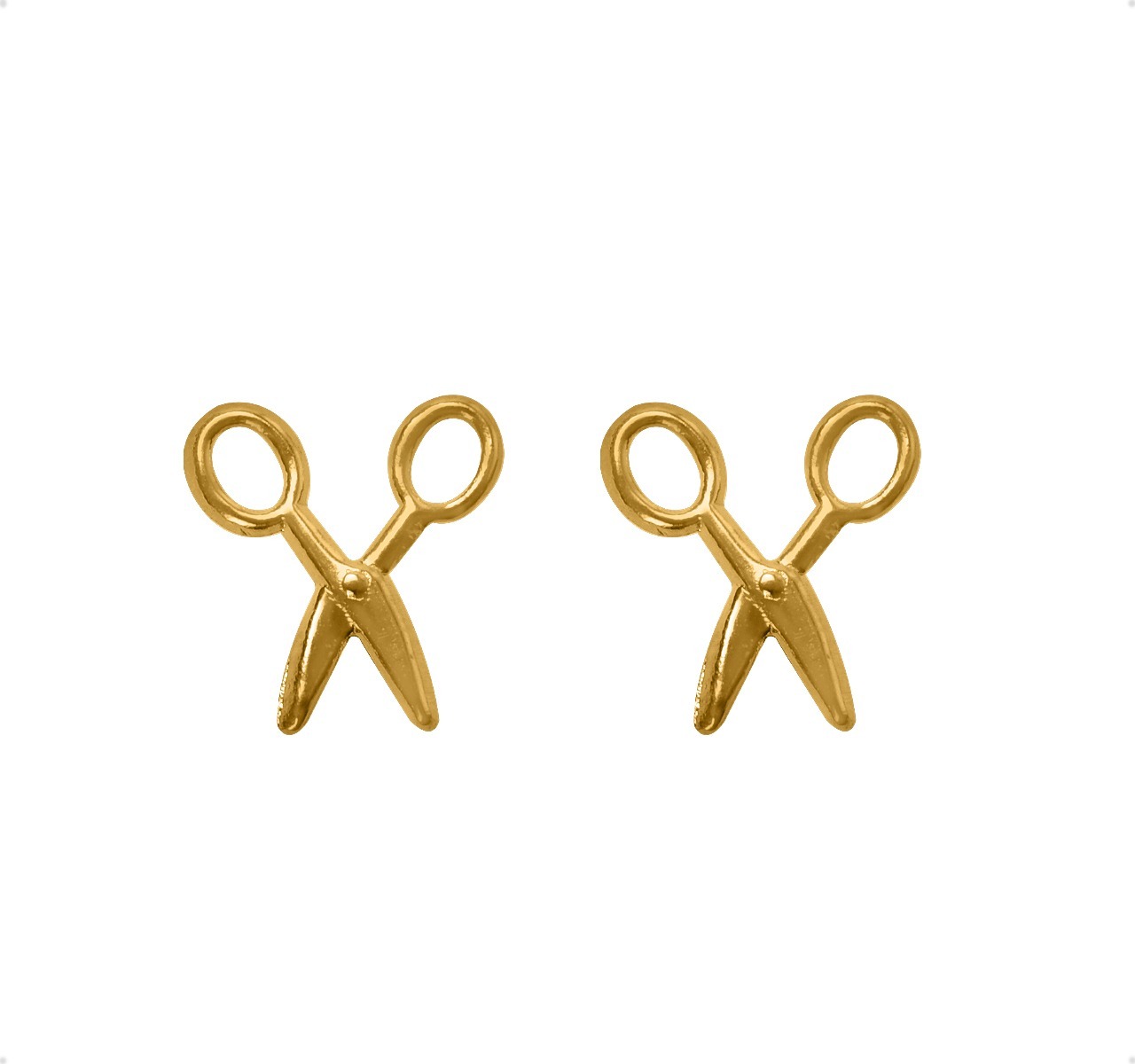 Aretes Broqueles Tijeras VAROURO  Oro Puro 10k Peluquero Estilista