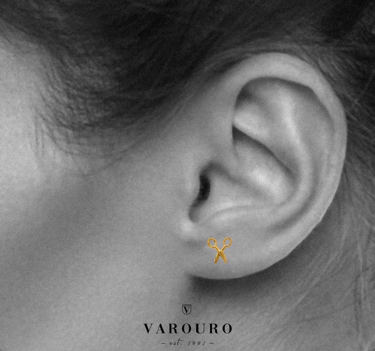 Aretes Broqueles Tijeras VAROURO  Oro Puro 10k Peluquero Estilista