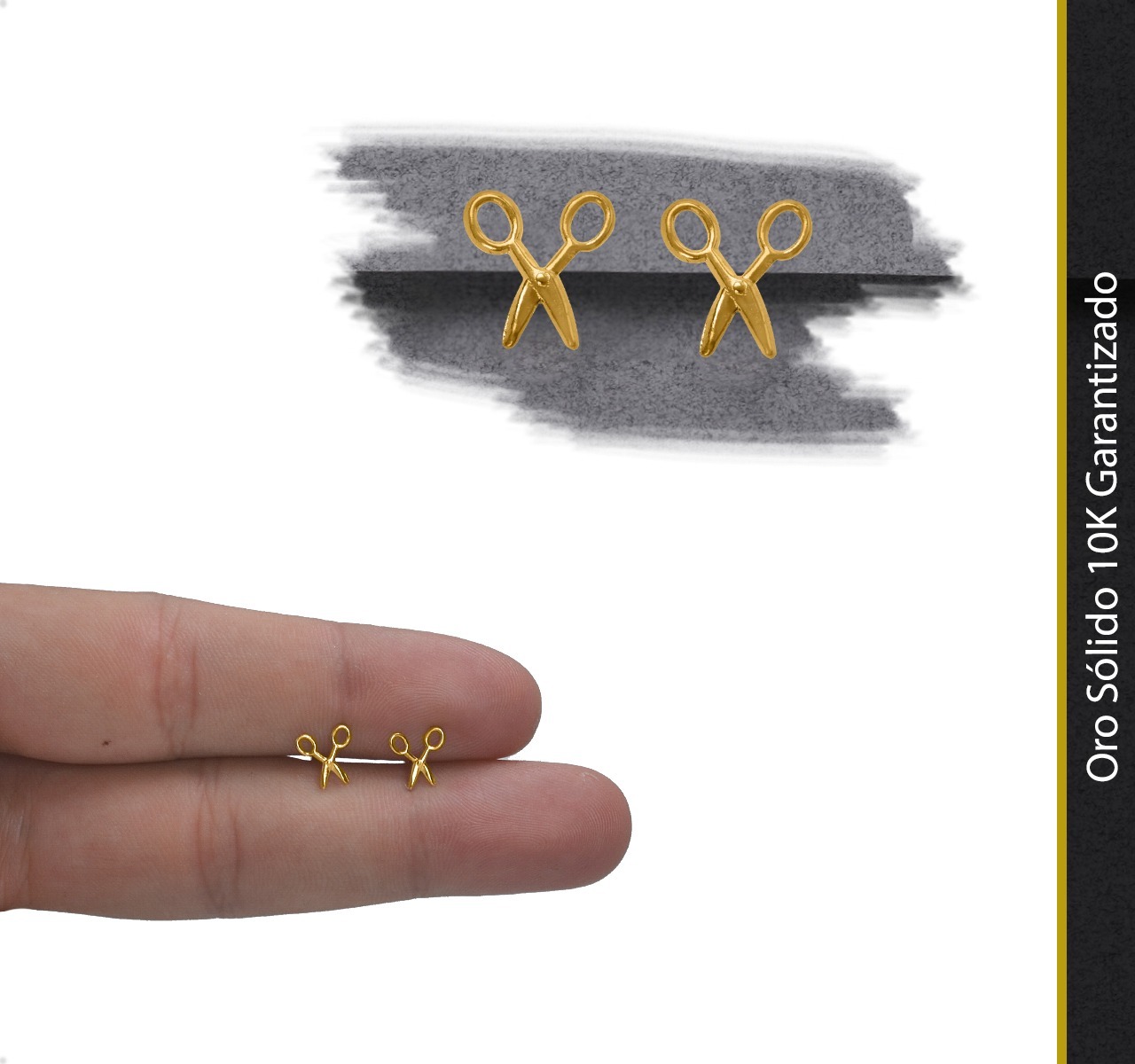 Aretes Broqueles Tijeras VAROURO  Oro Puro 10k Peluquero Estilista