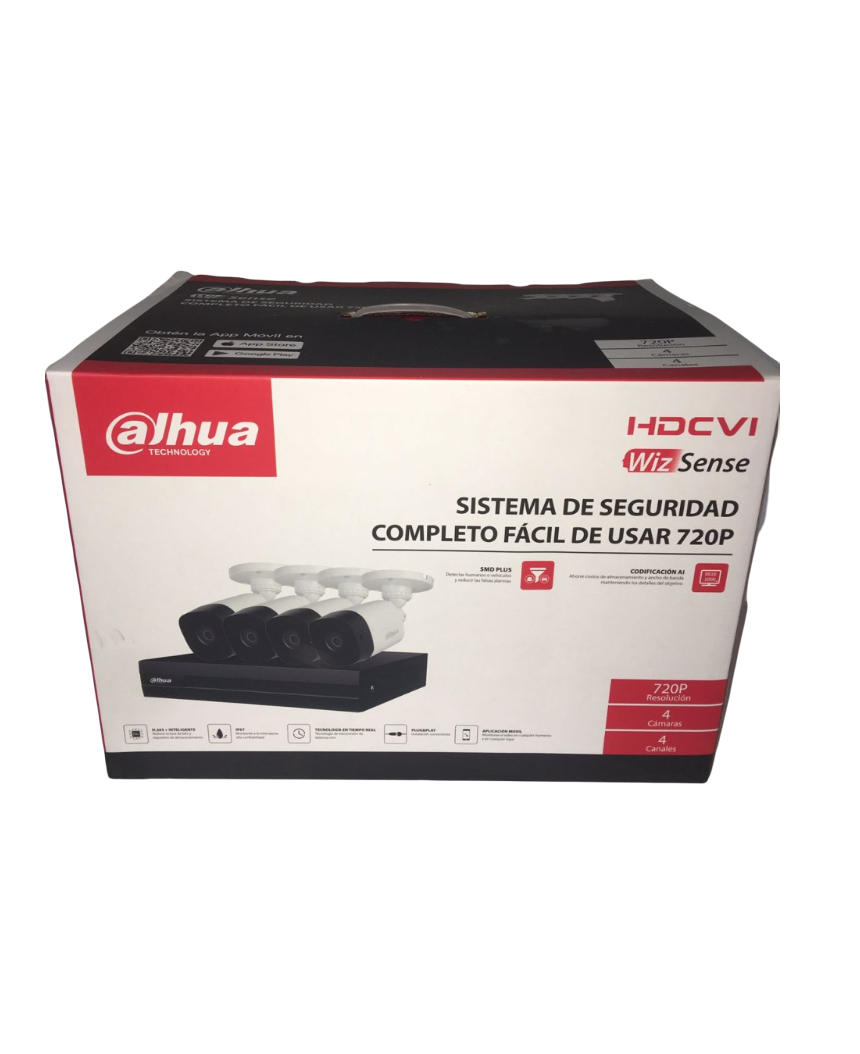 Kit De Vigilancia Dahua Wiz Sense 4 Camaras 720P Y 4canales 1080p