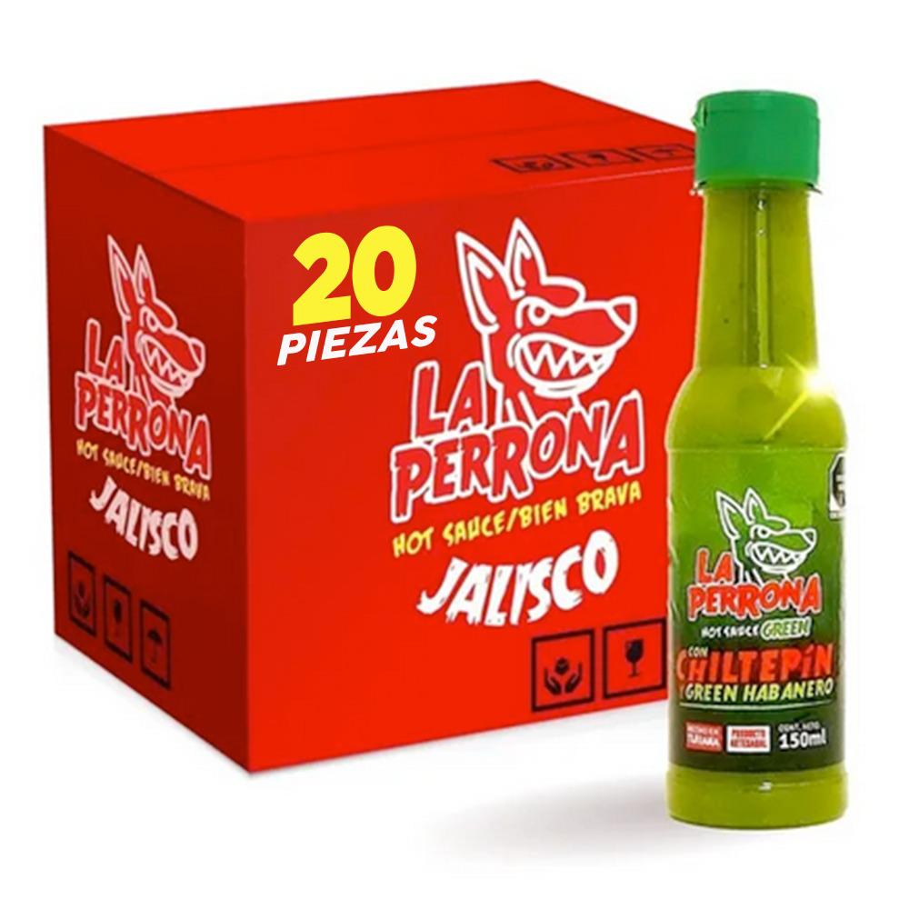 Caja Salsa La Perrona Green Habanero 20 Piezas