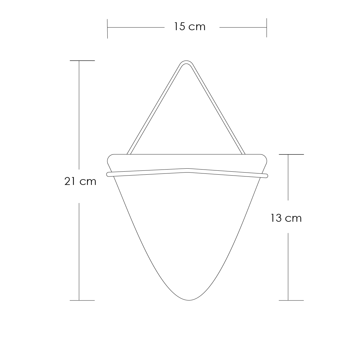 Macetero triangular colgante 21 cm alto decoración de pared