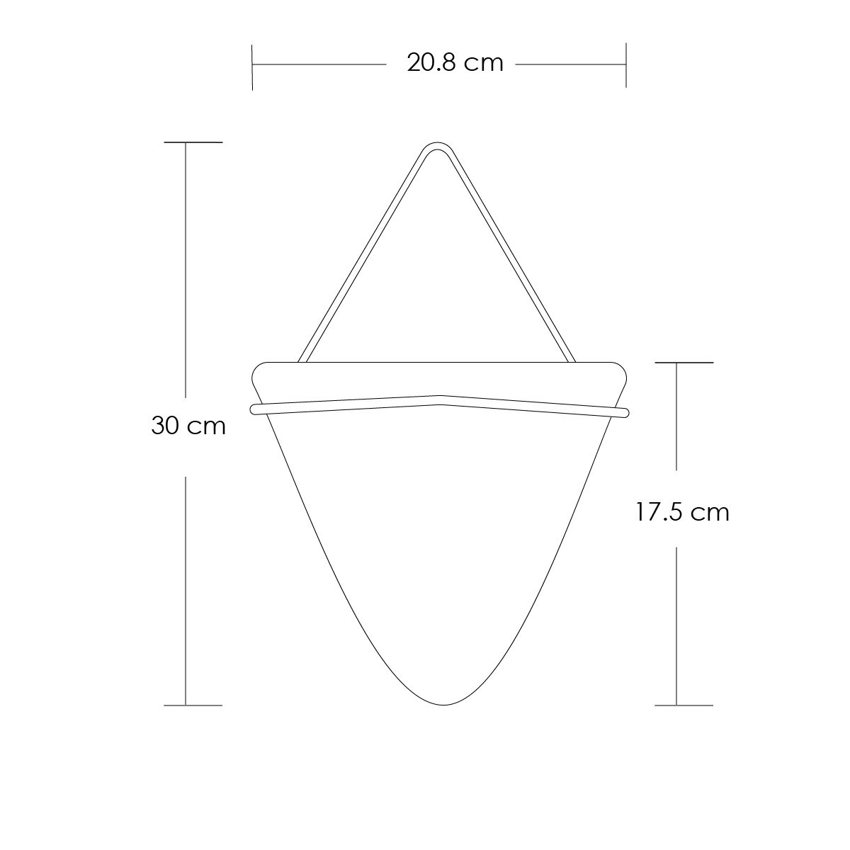 Macetero triangular colgante 30 cm alto decoración de pared