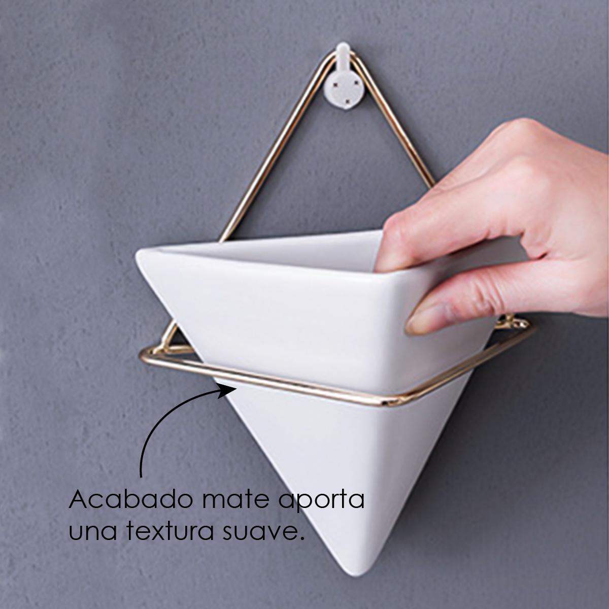 Macetero triangular colgante 30 cm alto decoración de pared
