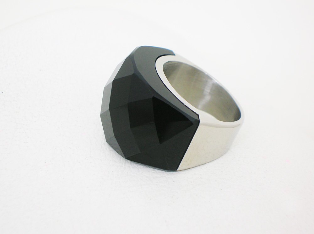 Anillo Cristal Facetado, acero inoxidable. Envío gratis