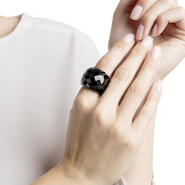 Anillo Cristal Facetado, acero inoxidable. Envío gratis