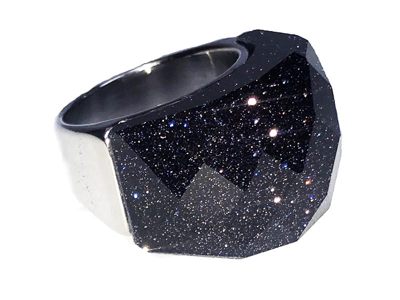 Anillo Cristal Facetado, acero inoxidable. Envío gratis