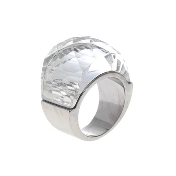 Anillo Cristal Facetado, acero inoxidable. Envío gratis