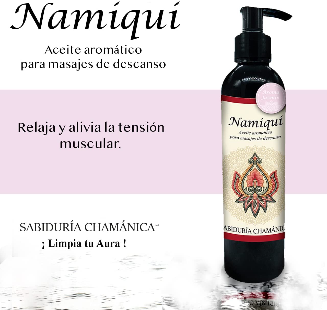Aceite para masajes Premium Jazmin Namiqui, roce, friccion, percusion, relfexologia, tejido profundo, masajes, relax, relajacion, calma, paz, aroma, olores, aromaterapia, hidratacion, humectacion, aceite esencial, bienestar, pindas, hierbas, herbal, fragancia, spa, hoteles, boutiques, sales, natural, baño, tina, camilla