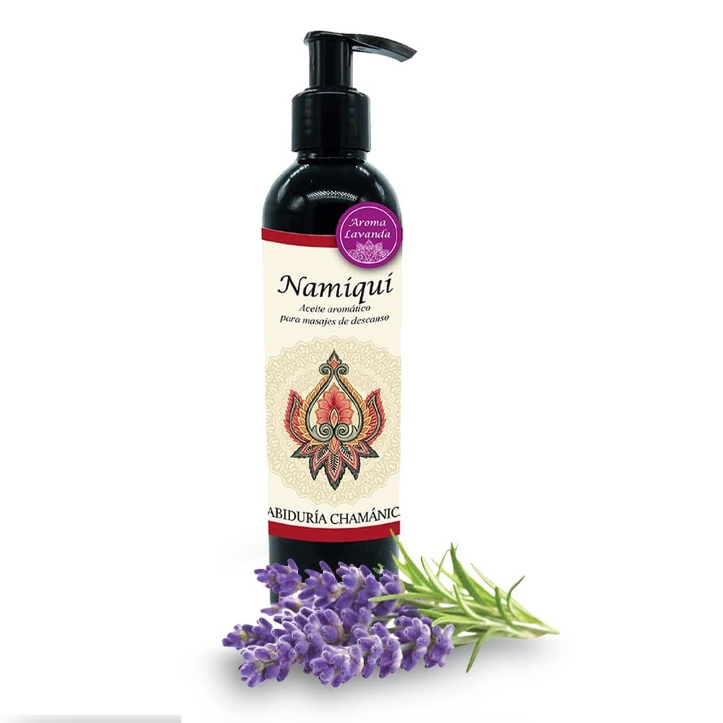 Aceite para masajes Premium Lavanda Namiqui, roce, fricción, percusión, reflexología, tejido profundo, masajes, relax, relajacion, calma, paz, aroma, olores, aromaterapia, hidratacion, humectacion, aceite esencial, bienestar, pindas, hierbas, herbal, fragancia, spa, hoteles, boutiques, sales, natural, baño, tina, camilla