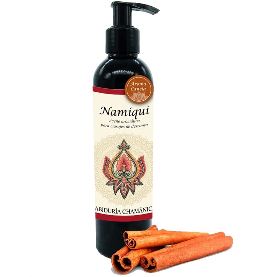 Aceite para masajes Premium Canela Namiqui, roce, fricción, percusión, reflexología, tejido profundo, masajes, relax, relajacion, calma, paz, aroma, olores, aromaterapia, hidratacion, humectacion, aceite esencial, bienestar, pindas, hierbas, herbal, fragancia, spa, hoteles, boutiques, sales, natural, baño, tina, camilla