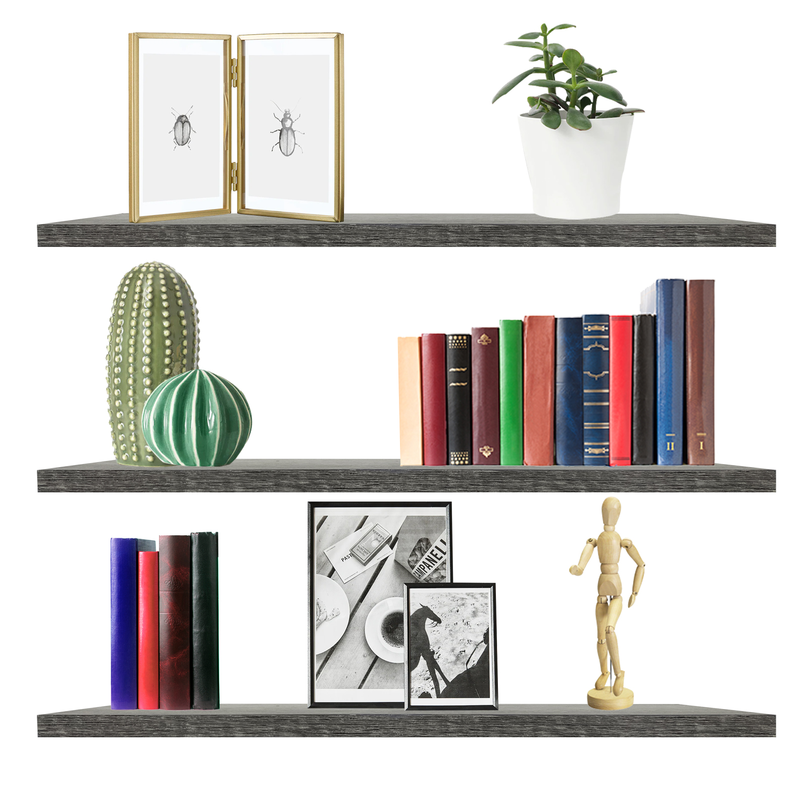 Set de 3 Repisas Flotantes para Pared 29.5x14.5cm Gris Oxford- Onstore